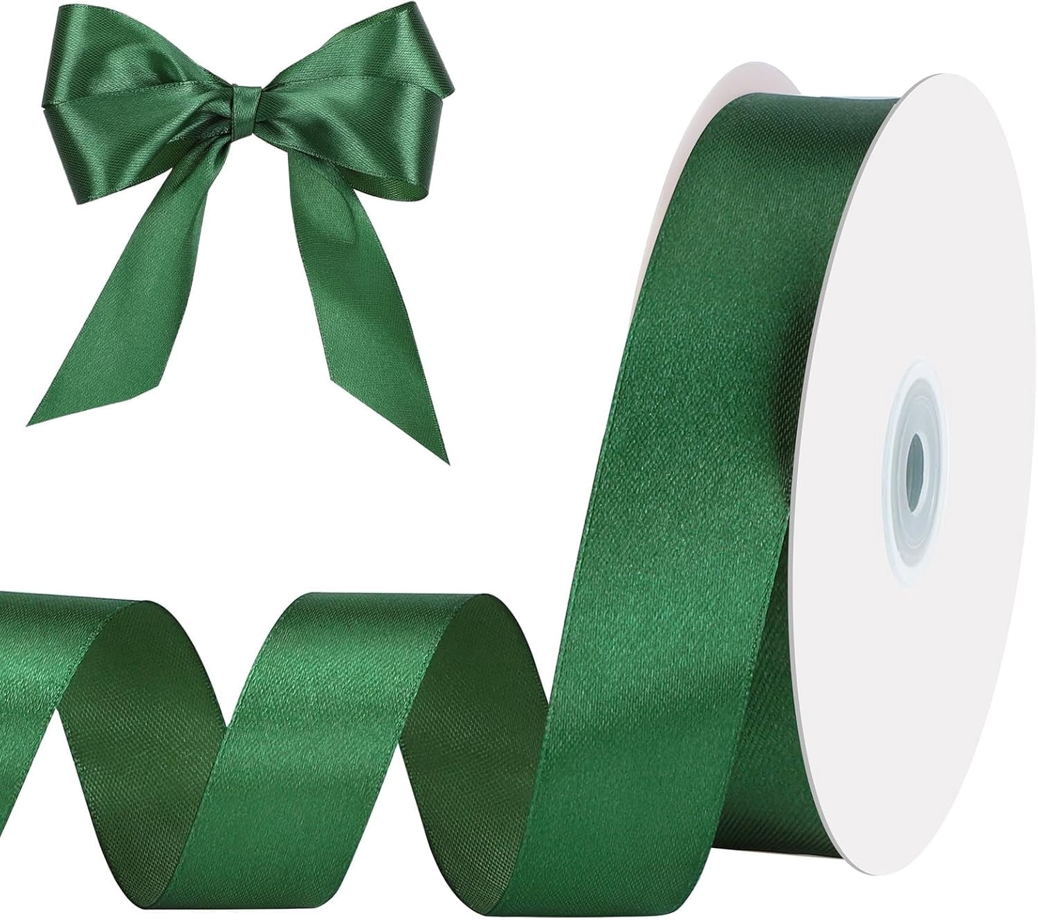 Green Ribbed Ribbon Dark Green Ribbon 1 Inch 50 Yards Emerald Green Satin Ribbon - Walmart.com