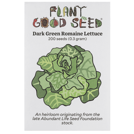 Plant Good Seed Dark Green Romaine Lettuce Seeds: Organic Green Leaf Cos Full Sun Annual - 200 Seed Packet