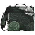 thumbnail image 1 of Dark Green Roses Printed Zipper Binder with Handle&Shoulder Strap 2 inch 3 Ring 500+300 Sheet Capacity File Folder Organizer, 1 of 8