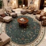 Round Sticker Fade Dark Green Round Rugs 7ft for Living Room - Modern Boho Large Circular ...