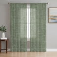 thumbnail image 1 of Dark Green Sheer Curtains 63 Inches Long, Farmhouse Vintage Green Solid Color Modern Light Filtering Window Curtains for Living Room, Rod Pocket Voile Sheer Curtain Drapes, 52"W x 63"L, 2 Panels, 1 of 9