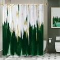 thumbnail image 1 of Dark Green Shower Curtain, Green White Gold Brush Strokes Graffiti Oil Painting Modern Art Abstract Bathroom Curtain Waterproof Fabric Machine Washable with Hooks, 84" Wx72 L, 1 of 6