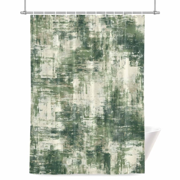 Dark Green Shower Curtain, Modern Abstract Gradient Green Geometric Texture Waterproof Shower Curtain Set with 12 Hooks Lightweight Bath Curtains Fabric Bathroom Decor 72x78 Inches