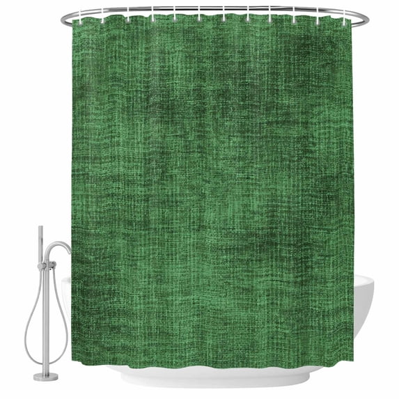 Dark Green Shower Curtain Set - Long 72" x 84" Washable Bathtub Curtain with 12 Hooks, Farmhouse Linen Texture Waterproof Fabric Stall Shower Curtains for Bathroom/Bathtub Décor
