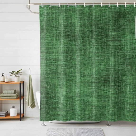 Dark Green Shower Curtains for Bathroom, Farmhouse Linen Texture Waterproof Fabric Shower Curtain, Decorative Bathroom Curtain for Bathtub, 36"x72", No Hooks Included