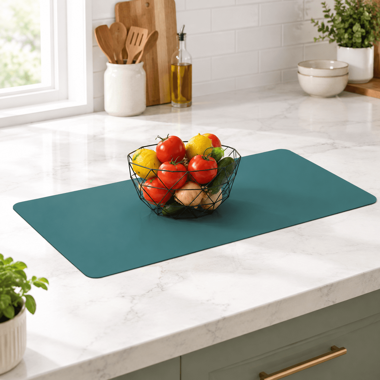 Dark Green Silicone Countertop Mat, 35.4
