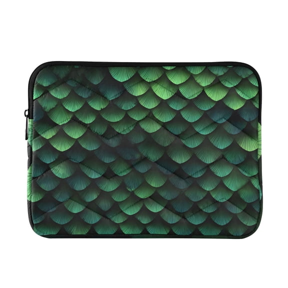 Dark Green Snake Scales Quilted Laptop Protective Cases Computer Sleeves Tablet Bags Briefcases M