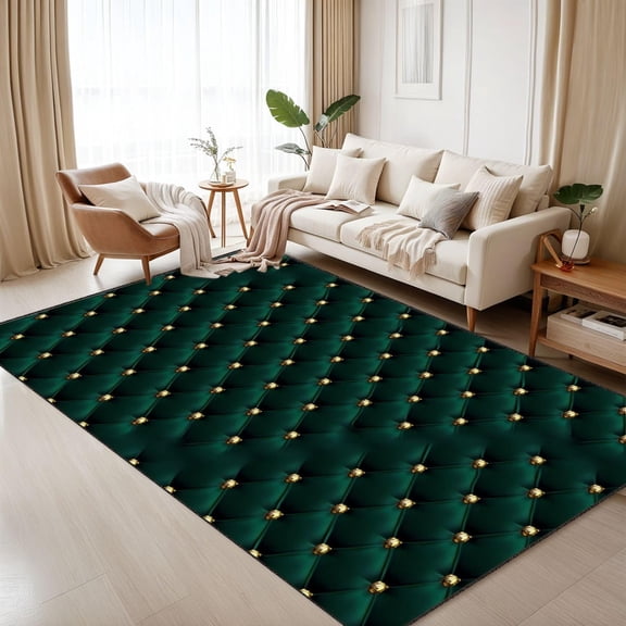 Dark Green Solid Area Rug, Emerald Seamless Pattern Carpet, Washable Non Slip Low Pile Soft Thin, Living Room Bedroom Bathroom Home Decor Mat 3x4ft