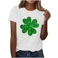 thumbnail image 1 of Dark Green Sparkle T Shirt St Patricks Day Glitter Clover Graphic Tees Short Sleeve Black Tops Elegant Irish Blouse, 1 of 6