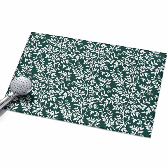 Dark Green Spring Floral Entryway Rug 2x3ft Washable Non Slip Bathroom Rug Indoor Floor Front Door Mat Farmhouse Flowers Elegant Pastoral Rectangle Area Rugs Carpet for Kitchen Office Dining Room