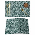 thumbnail image 1 of Dark Green Spring Floral Placemats Set of 4, Farmhouse Flowers Elegant Pastoral Placemats for Dining Table, Place Mats for Kitchen Tabletop, Waterproof Wipeable Dining Table Mats Set, 1 of 9