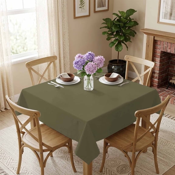 Dark Green Square Tablecloth 54x54 Inch Simple Solid Color Waterproof Polyester Tablecloth for Dining Table, Washable Table Cover for Kitchen Dining Room Wedding Decoration,Stain Resistant