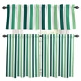 thumbnail image 1 of Dark Green Stripe Kitchen Curtains Sets for Windows 24 Inch Length, Geometric White Vertical Striped Rod Pocket Window Treatments Tier Curtains and Valances Set for Bedroom/Bathroom, 1 of 8
