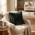 thumbnail image 1 of Dark Green Striped Plush Pillow Cover, 17.7 In Soft Faux Rabbit Fur Style Cushion Case for Sofa Couch Bed Bedroom Living Room Home Decor, 1 of 6