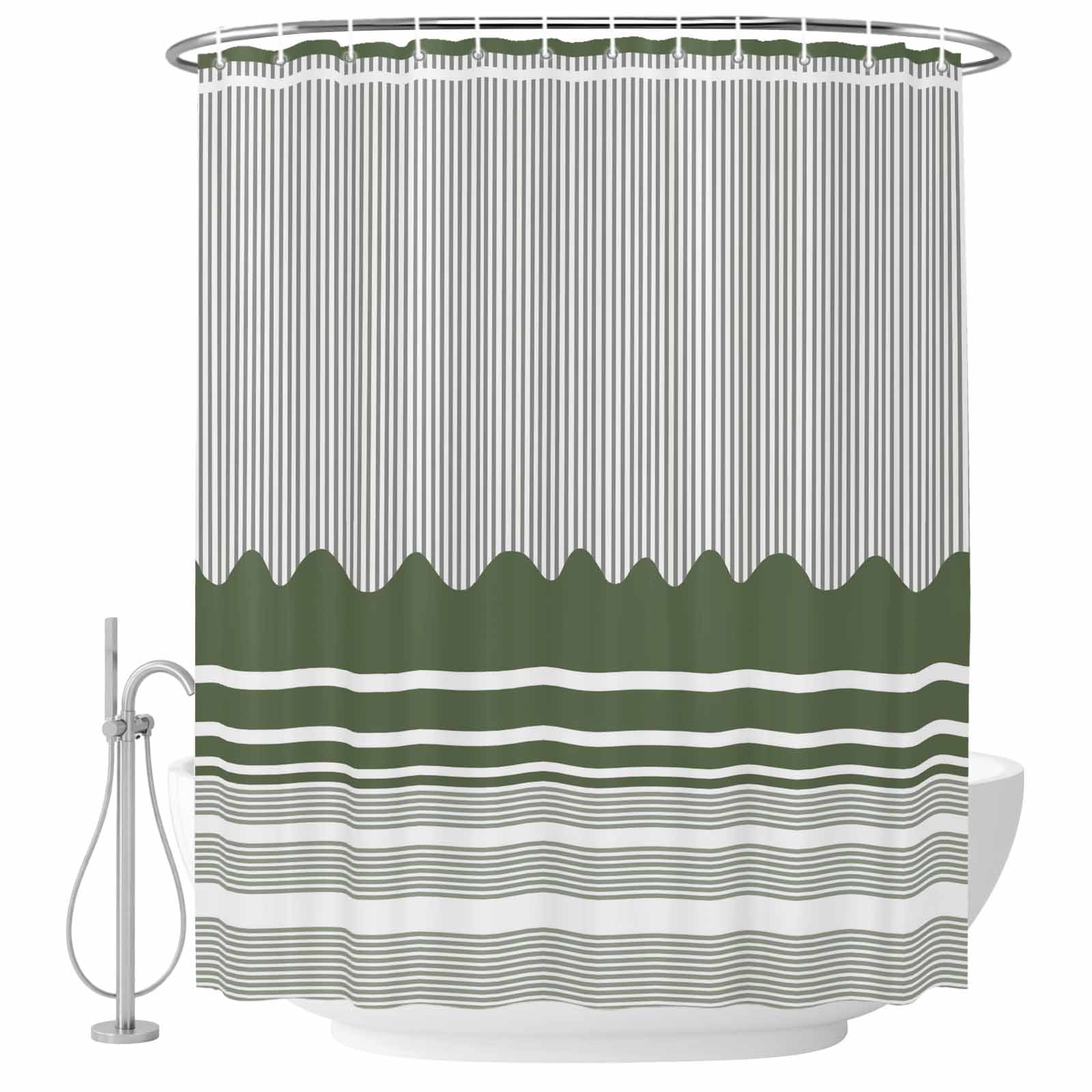 Green Striped Shower Curtain
