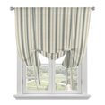thumbnail image 1 of Dark Green Striped Tie Up Curtains for Windows, Adjustable Balloon Window Shades, Modern Stripes Vintage Beige Kitchen Window Treatments Farmhouse Short Curtains with Rod Pocket 42"x45", 1 of 8
