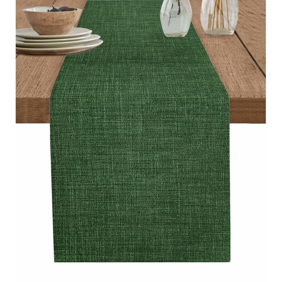 Dark Green Table Runner 36 Inches, Vintage Country Farmhouse Minimalist Color Bed Runner Dresser Scarves Tabletop for Indoor Outdoor Parties/Ceremony/Banquet, 13"x 36"