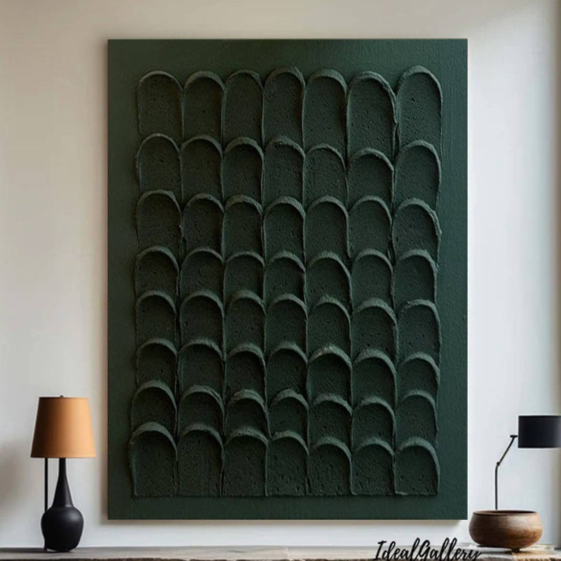 Dark Green Textured Wall Art Wabi-Sabi Green Wall Artlarge Green Abstract Painting Green 3D Wall ...