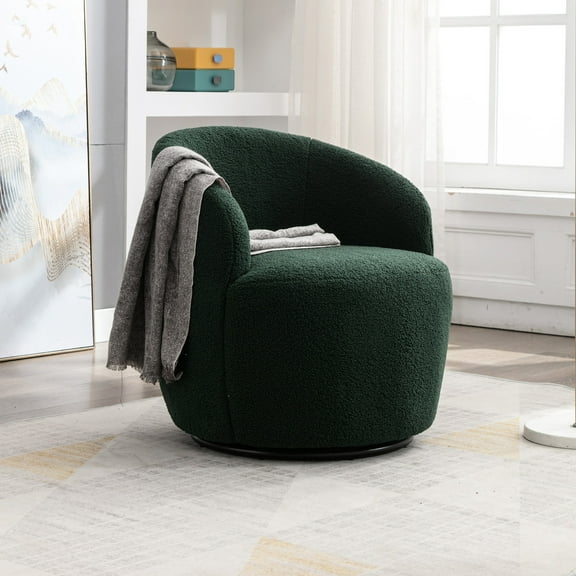 Green Upholstered Barrel - Swivel Function - Guest Room - Welcoming Seating