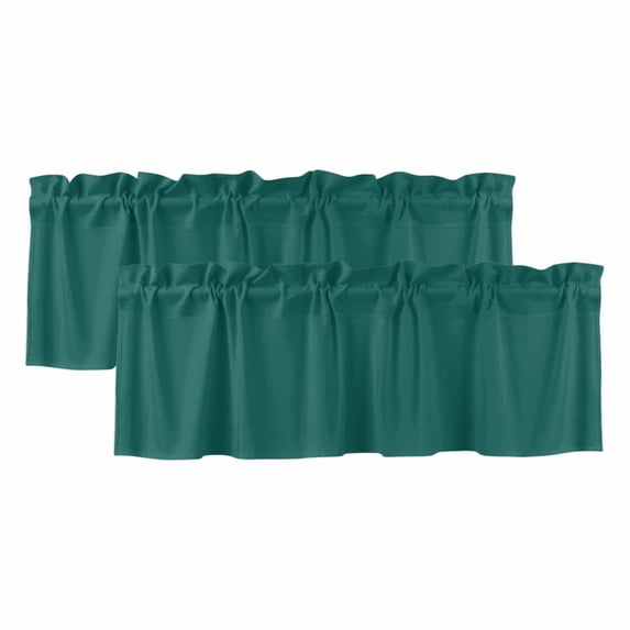 Dark Green Valances for Windows, Decorative Rod Pocket Window Valance Curtains, Modern Pure Dark Green Short Curtain Drapes for Kitchen/Bathroom/Living Room, 2 Panels, 60" W x 18" L