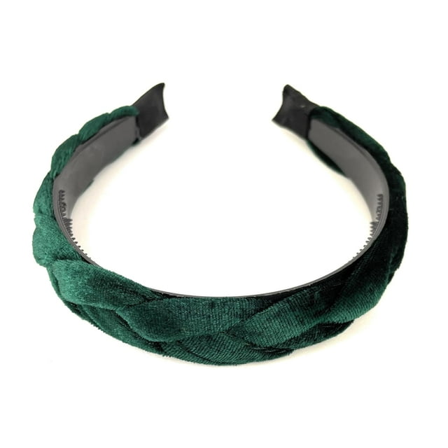 Dark Green Velvet Braid Headband Soft Fabric Covered Band Grip Teeth ...