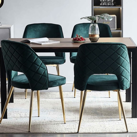 Dark Green Velvet Dining Chairs with Hollow Back and Six - color Options for Various Dining Room Styles