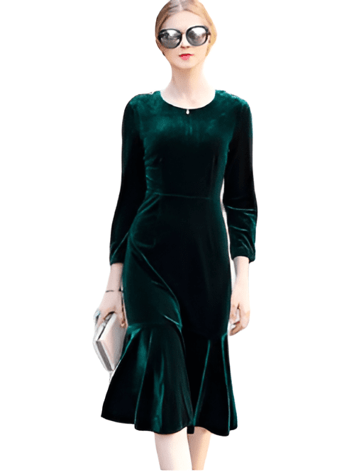 Dark Green Velvet Dress Bodycon Cocktail Party Dress Pencil Midi Velvet  Dress Evening Dress Wedding Guest Dress - Walmart.com