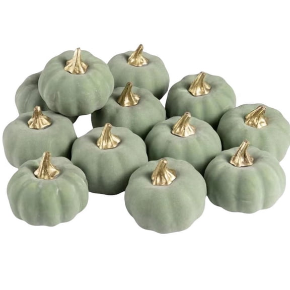 Dark Green Velvet Fake Pumpkin, Halloween Foam Vegetable Prop, Artificial Holiday Tabletop Ornament, Reusable Fall Thanksgiving Home Display Decor