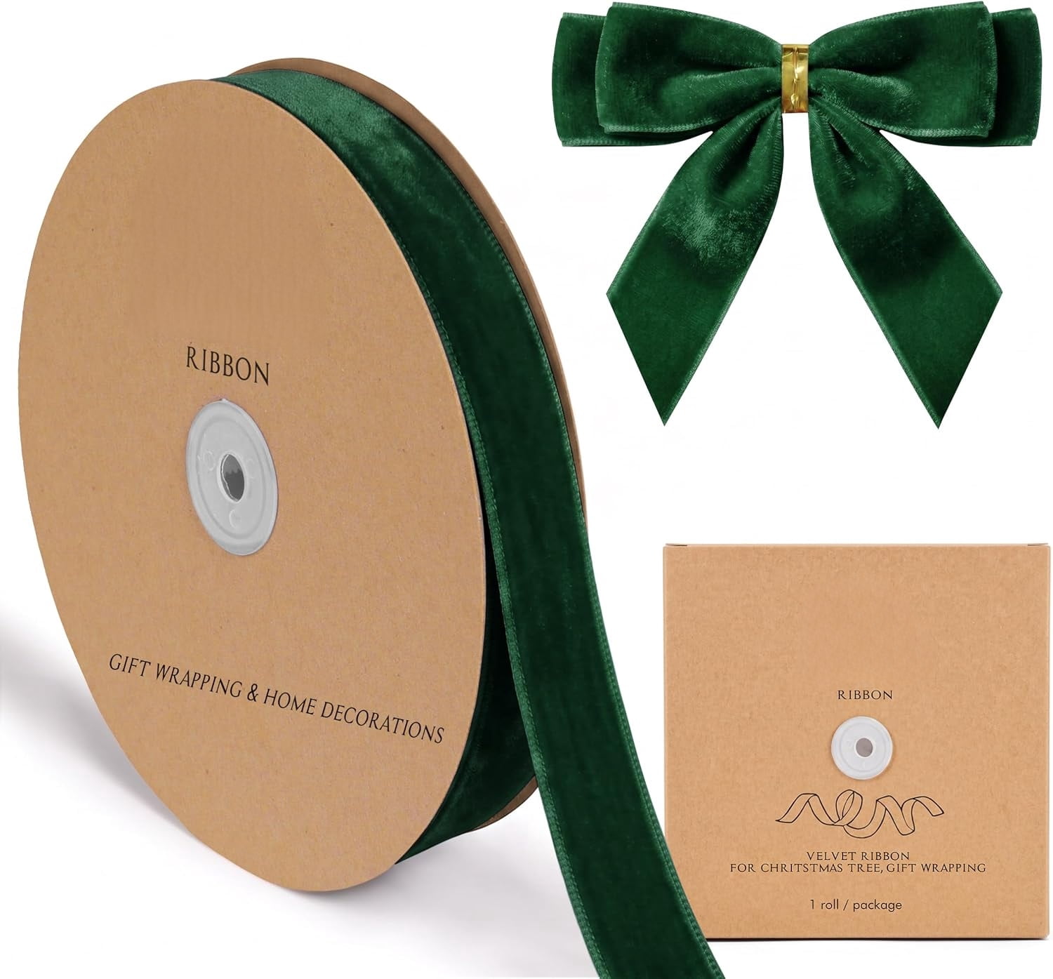 Dark Green Velvet Ribbon 1