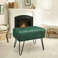 thumbnail image 1 of Dark Green Velvet Tufted Ottoman Entryway  19.5"x12.5"x17"  Furry Makeup Stool with Metal Leg Footrest Sturdy Footstool Bedroom End of Bed Living Room Couch Vanity Home Decor Outdoor, 1 of 9
