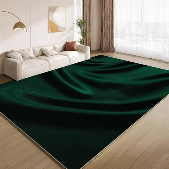 Dark Green Waves Area Rugs Modern Emerald Fabric Rugs Ultra Soft Non Slip Washable Carpet for Living Room Bedroom Study Office Hallway 5ftx8ft
