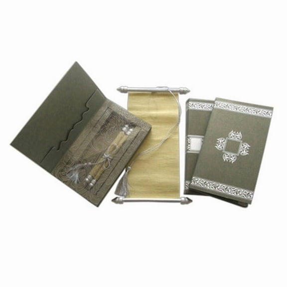 Dark Green Wedding Engagement Party Invitations, Scroll Wedding Card Bridal Shower Invitation, Sweet 16 Baby Shower Birthday Scroll Greeting Cards