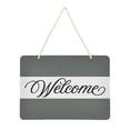 thumbnail image 1 of Dark Green Welcome Sign Front Door PVC 14x10 inch Hanger Hello Sign Farmhouse Wall Porch Home Outside Decor, 1 of 6