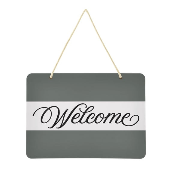 Dark Green Welcome Sign Front Door PVC 14x10 inch Hanger Hello Sign Farmhouse Wall Porch Home Outside Decor