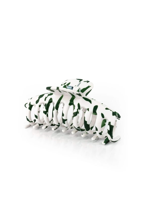 Dark Green White Hair Clip (2 pack)