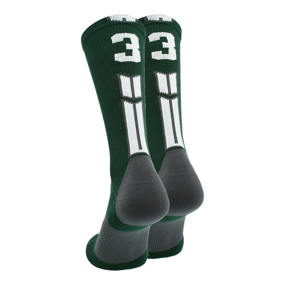 Dark Green/White Player Id Crew Number Socks (#33, Medium)