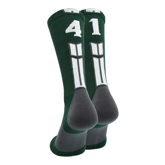 Dark Green/White Player Id Crew Number Socks (#41, Large)