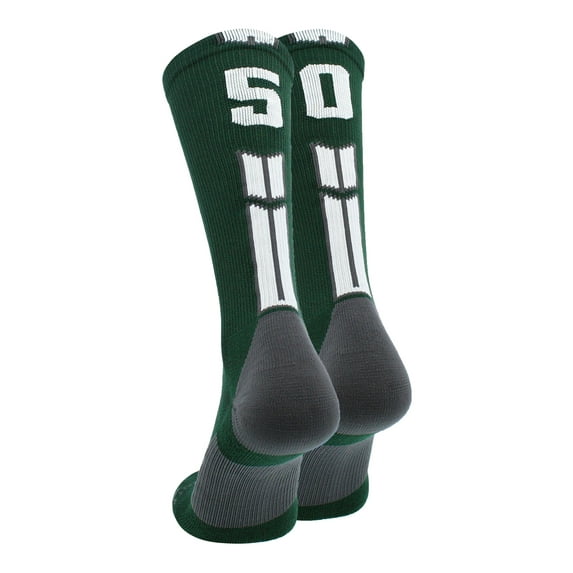 Dark Green/White Player Id Crew Number Socks (#50, Medium)