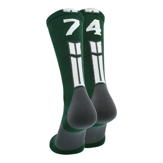 Dark Green/White Player Id Crew Number Socks (#74, Medium)