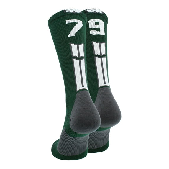 Dark Green/White Player Id Crew Number Socks (#79, Large)