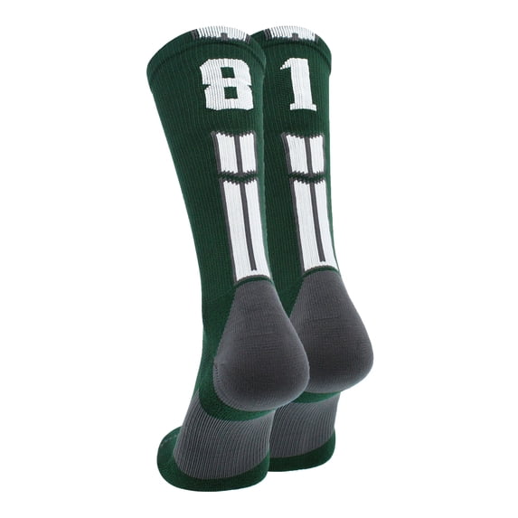 Dark Green/White Player Id Crew Number Socks (#81, Small)