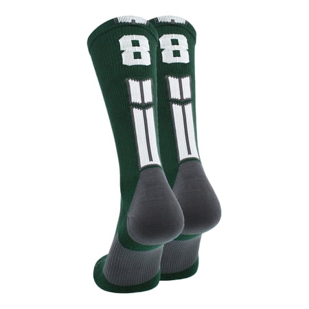 Dark Green/White Player Id Crew Number Socks (#88, Large)