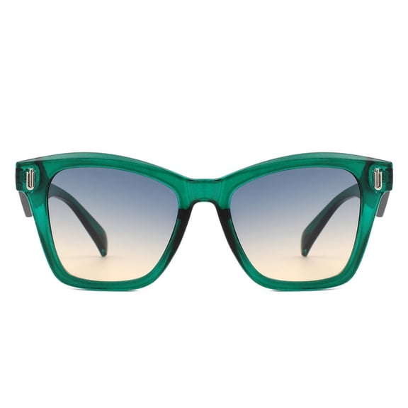 Dark Green Wide Frame Sunglasses - Gradient Lens UV Protection Stylish Daily & Outdoor Eyewear