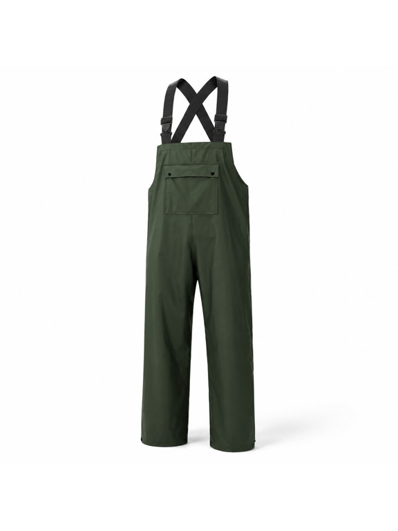 Dark Green XX-Large Waterproof Heavy-Duty Rubber Bib Work Pants for Industrial Fishing Farming
