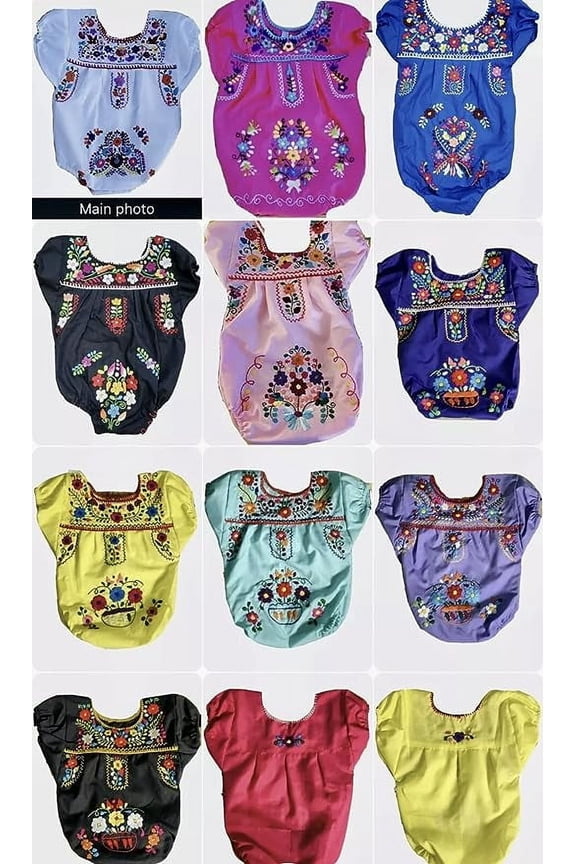 Dark Green baby sizes 12-18 month mexican puebla folklorico mameluco romper handmade