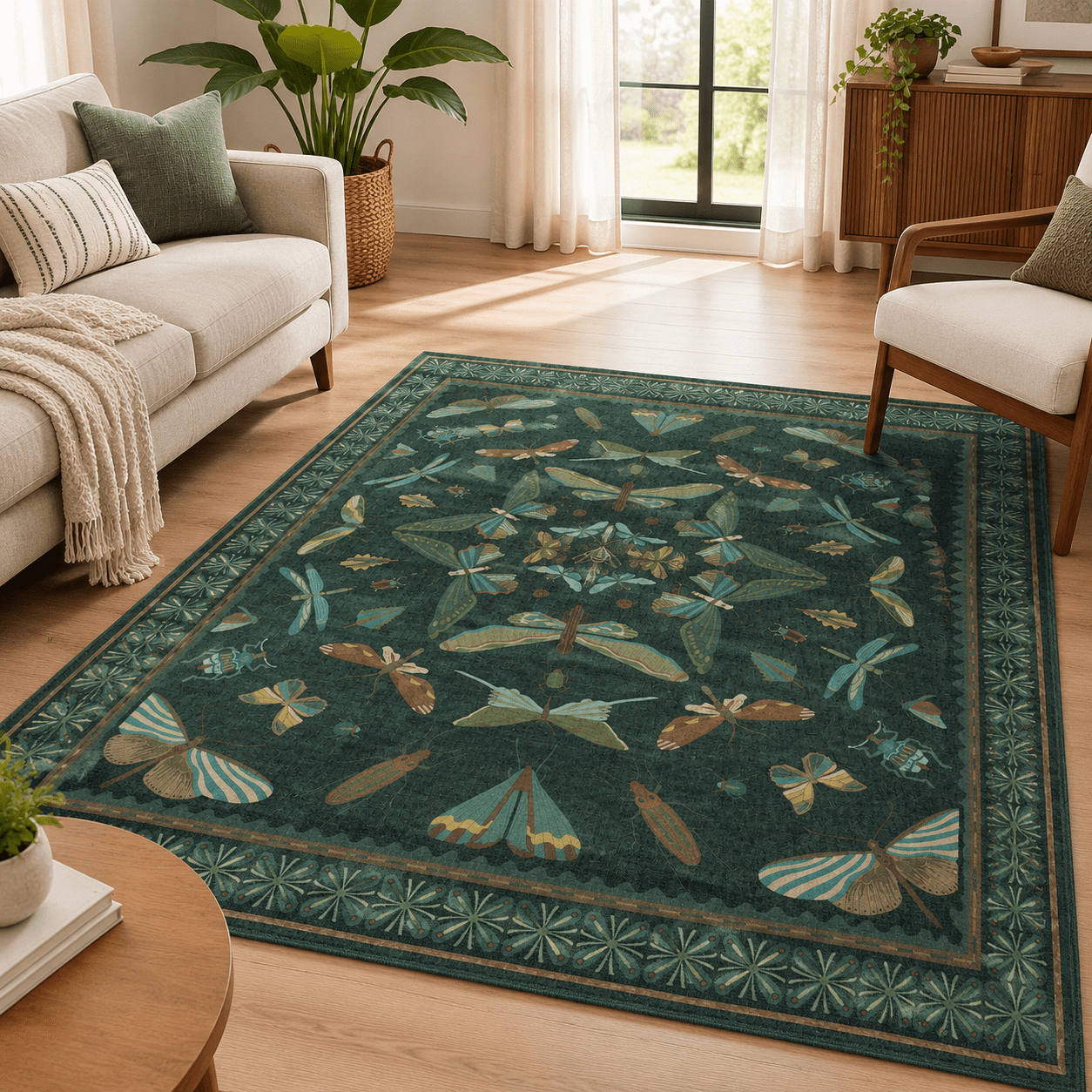 Dark Greenect Area Rugs 8x10 For Living Room Dining Under Table Bedroom ...