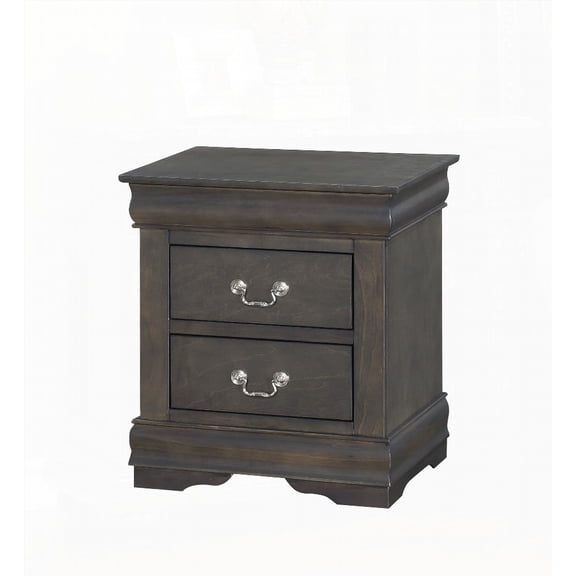 Dark Grey 2-Drawer Bedroom Nightstand with Storage