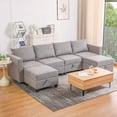 thumbnail image 1 of Convertible U-Shaped Modular Sectional Sofa with Storage in Dark Grey Fabric for Living Room, 1 of 8