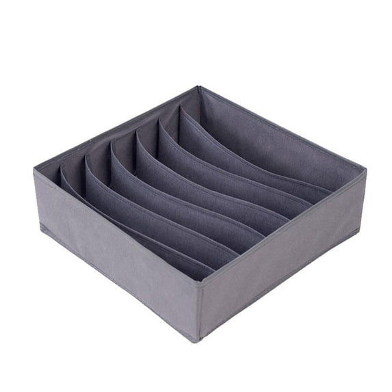 Dark Grey 7-Grid Underwear Drawer Organizer Set - Fabric Bra & Sock Storage Bins, Foldable Closet Organizer for Lingerie, Ties, Socks