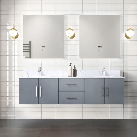 Dark Grey 72 - inch Double Vanity for Bathroom | Two Compartments and Shelf for Efficient Storage | Mirrors Are a Great Addition